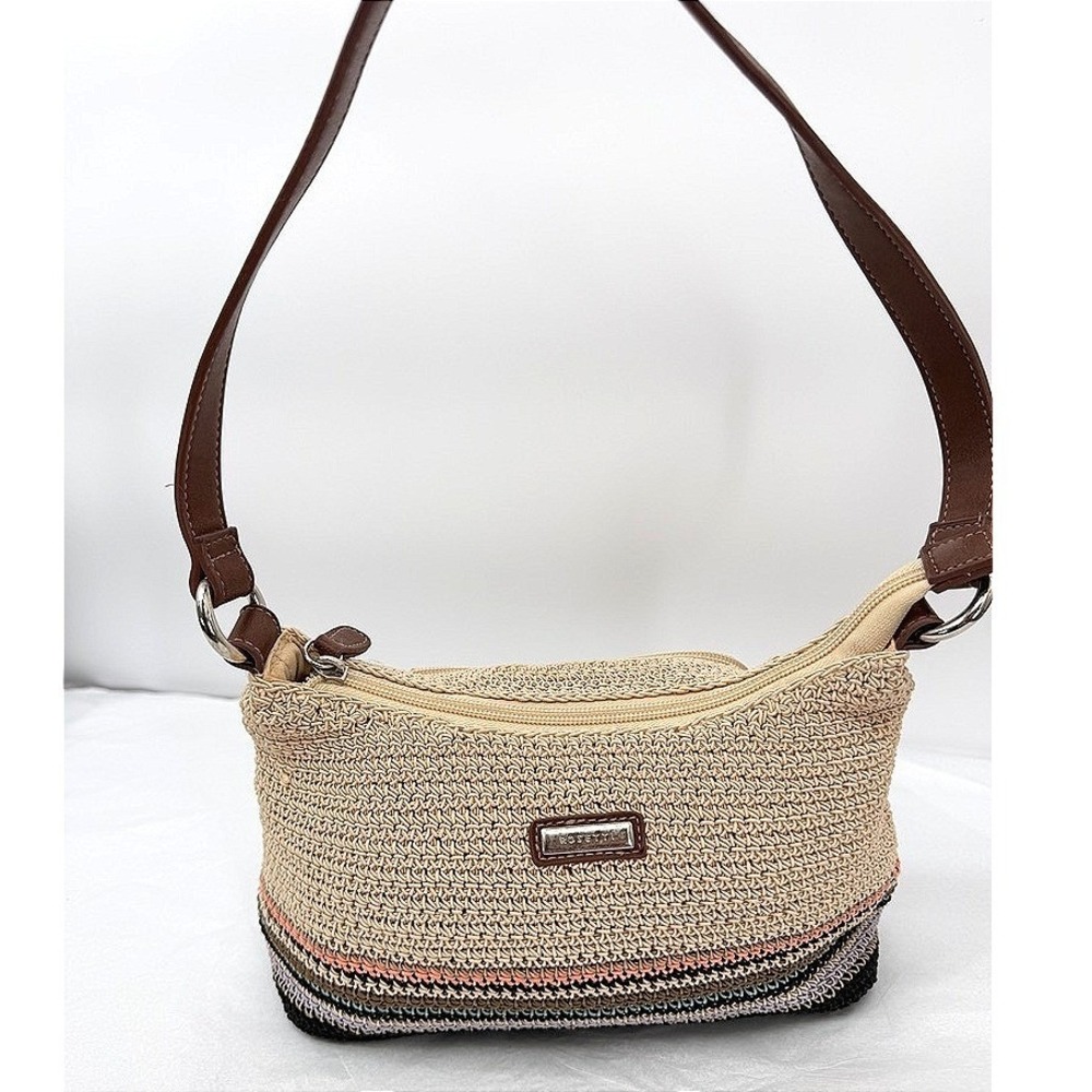 Rosetti Shoulder Bag Crochet Straw Multi-Color Stripe Summer Boho Beachy Purse